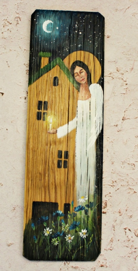 Deska Retro Anioł opiekun domu nr 2 dł.40cm x szer.12cm Deska Retro Anioł opiekun domu nr 2 dł.40cm x szer.12cm