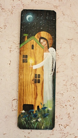 Deska Retro Anioł opiekun domu nr 3 dł.40cm x szer.12cm