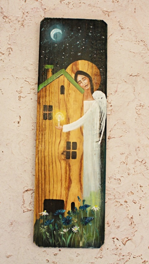 Deska Retro Anioł opiekun domu nr 3 dł.40cm x szer.12cm Deska Retro Anioł opiekun domu nr 3 dł.40cm x szer.12cm