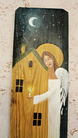 Deska Retro Anioł opiekun domu nr 5 dł.40cm x szer.12cm