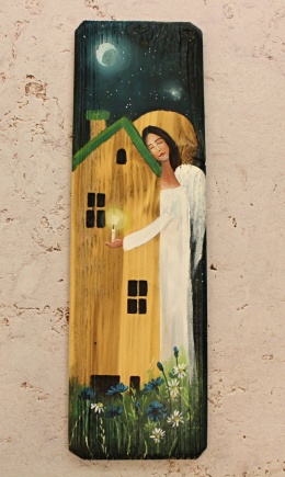 Deska Retro Anioł opiekun domu nr 6 dł.40cm x szer.12cm