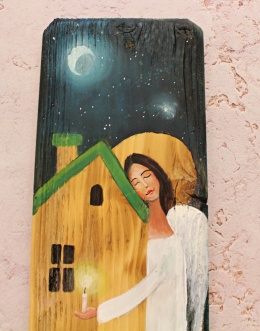 Deska Retro Anioł opiekun domu nr 6 dł.40cm x szer.12cm