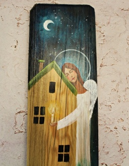 Deska Retro Anioł opiekun domu nr 7 dł.40cm x szer.12cm