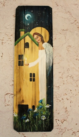 Deska Retro Anioł opiekun domu nr 8 dł.40cm x szer.12cm