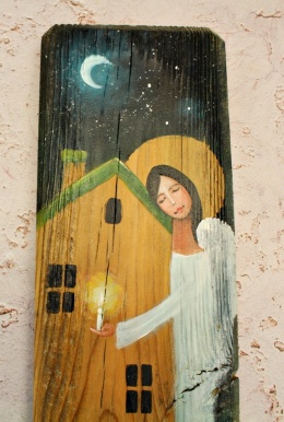 Deska Retro Anioł opiekun domu nr 4 dł.40cm x szer.12cm