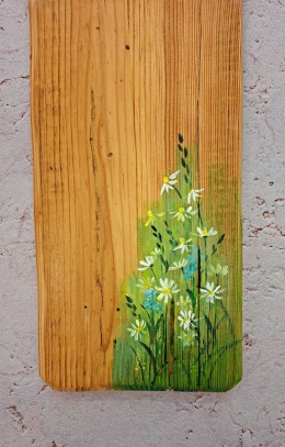 Deska Retro Anioł w kwiatach dł.40cm x szer.12cm