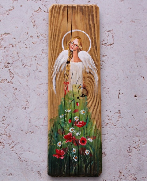 Deska Retro Anioł w makach nr 1 dł. 40 cm x szer. 12 cm Deska Retro Anioł w makach nr 1 dł. 40 cm x szer. 12 cm