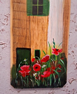 Deska Retro Anioł w makach nr 12 dł.40cmxszer.12cm