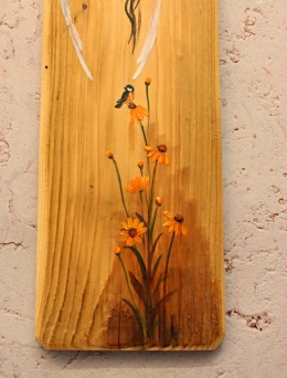 Deska Retro Anioł w rudbekiach nr 1 dł. 40 cm x 12 cm