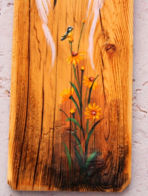 Deska Retro Anioł w rudbekiach nr 2 dł. 40 cm x szer. 12 cm Deska Retro Anioł w rudbekiach nr 2 dł. 40 cm x szer. 12 cm