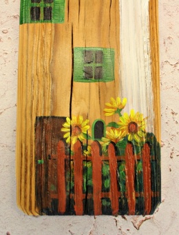 Deska Retro Anioł w słonecznikach nr 1 dł.40cm x szer.12cm