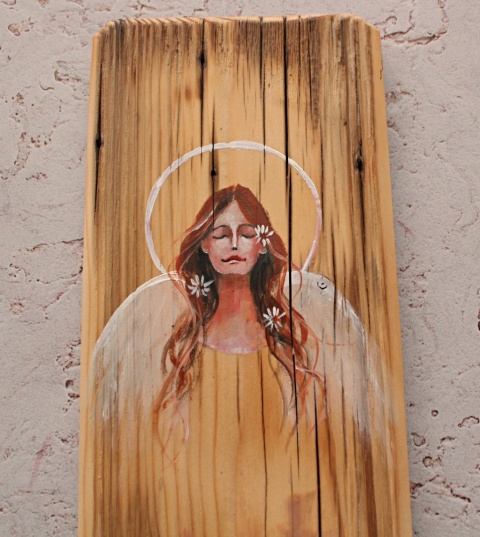 Deska Retro Anioł w złocieniach dł. 40 cm x szer. 12 cm Deska Retro Anioł w złocieniach dł. 40 cm x szer. 12 cm