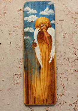 Deska Retro Anioł wśród ptaków dł.40cm x szer.12cm