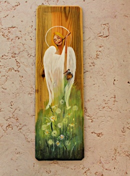 Deska Retro Anioł z fletem dł. 40cm x szer.12cm