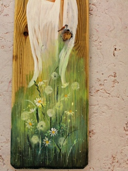 Deska Retro Anioł z fletem dł. 40cm x szer.12cm