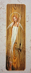 Deska Retro Anioł z kotem nr 1 dł.40cm x szer.12cm