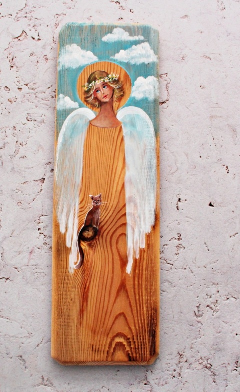 Deska Retro Anioł z kotem nr 10 dł. 40cm x szer. 12 cm