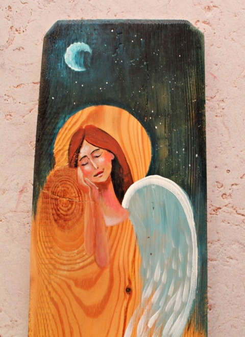 Deska Retro Anioł z kotem nr 11 dł. 40 cm x szer. 12 cm