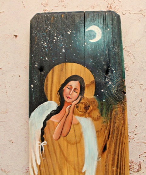 Deska Retro Anioł z kotem nr 4 dł. 40 cm x 12 cm Deska Retro Anioł z kotem nr 4 dł. 40 cm x 12 cm