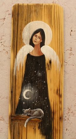 Deska Retro Anioł z kotem nr 7 dł. 40 cm x szer. 12 cm