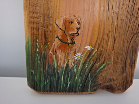 Deska Retro Anioł z pieskiem nr 1 dł.40cm x szer.12cm