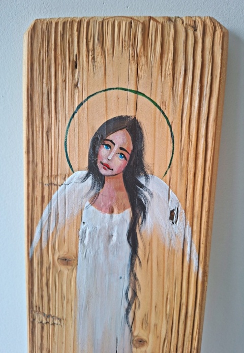 Deska Retro Anioł z pieskiem nr 2 dł.40cm x szer.12cm