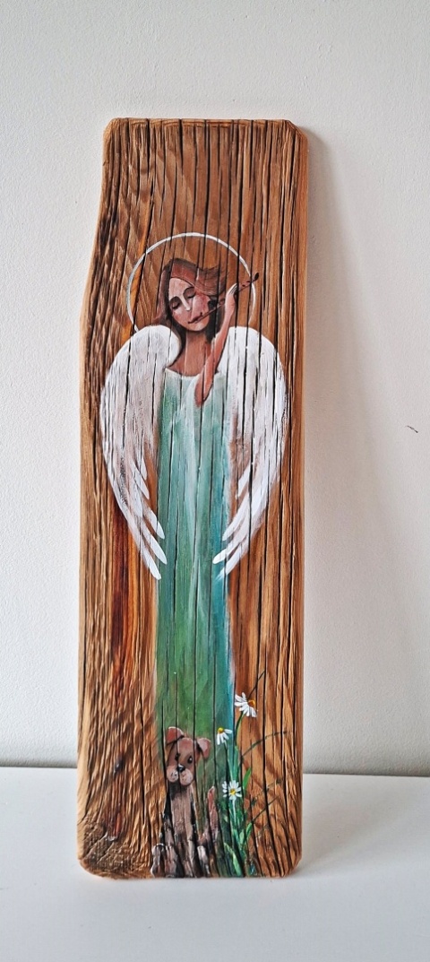 Deska Retro Anioł z pieskiem nr 5 dł.40 cm x szer.12cm