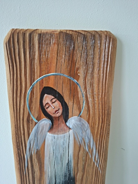 Deska Retro Anioł z pieskiem nr 6 dł.40cm x szer.12cm