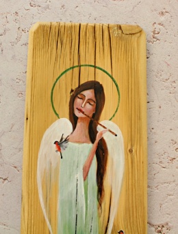 Deska Retro Anioł z ptakami nr 1 dł.40cmxszer.12cm