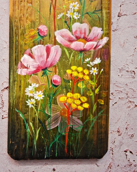 Obraz na desce kwiaty nr 2 dł.40cmxszer.12cm