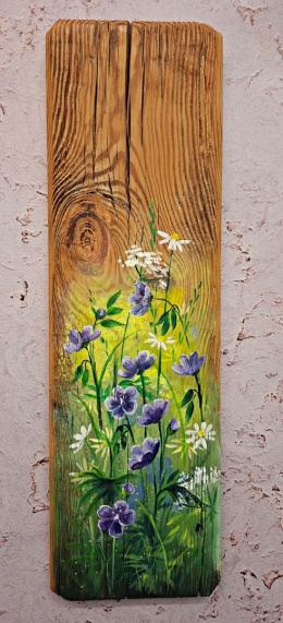 Obraz na desce kwiaty nr 3 dł.40cmxszer.12cm