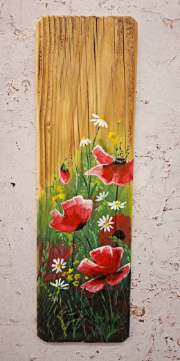 Obraz na desce kwiaty nr 4 dł.40cmxszer.12cm